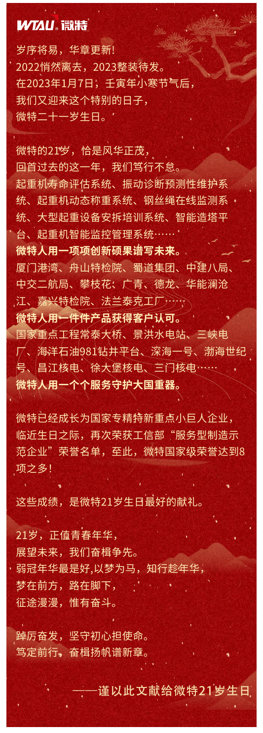 篤定前行 奮楫爭先！丨祝微特21歲生日快樂！